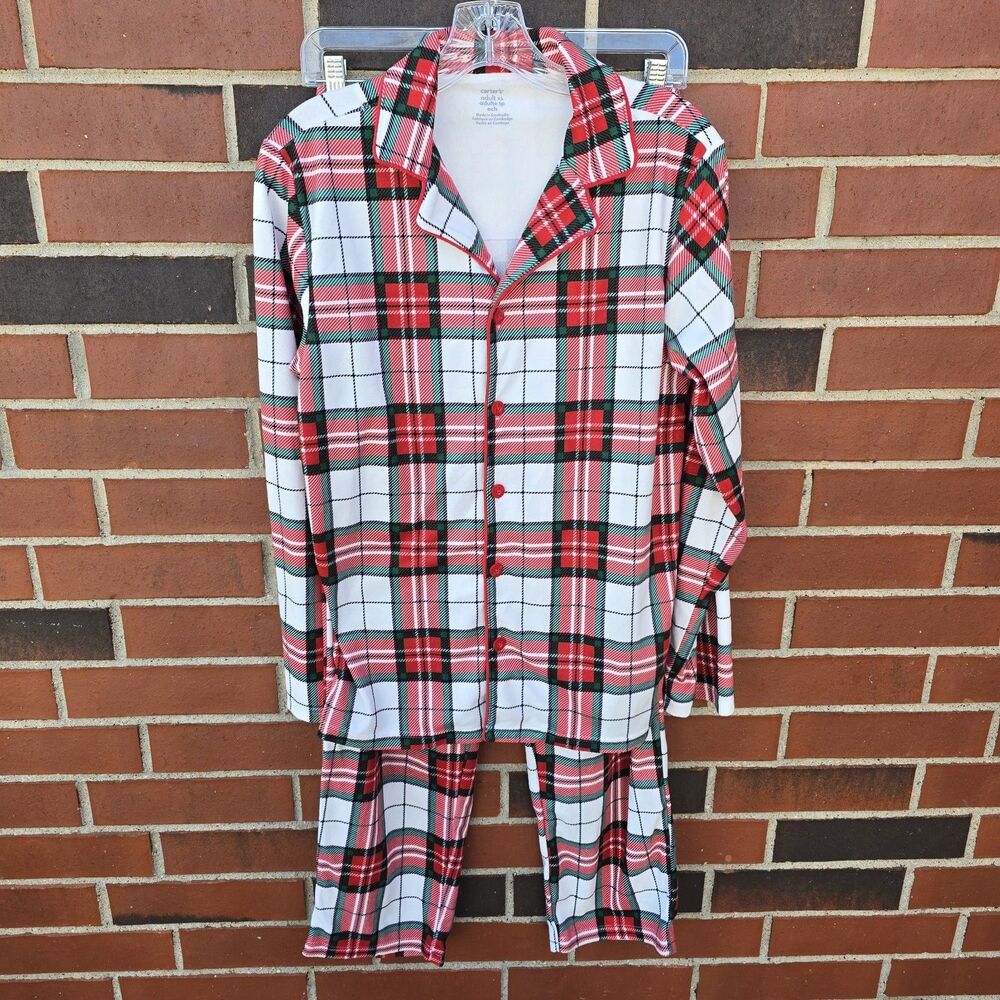Carter's Adult 2-Piece Plaid Fleece Coat Style Christmas Pajamas